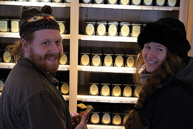 Redheads in love, James Smith and Megan Mooney at Harney and Sons’ Millerton shop. - JOHN GARAY