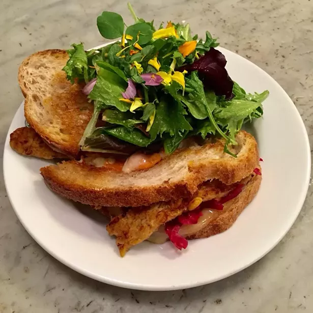 An affordable vegetarian sandwich from Outdated Cafe in Kingston.