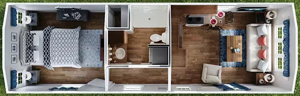 Overhead floorplan of an Echo Cottage.