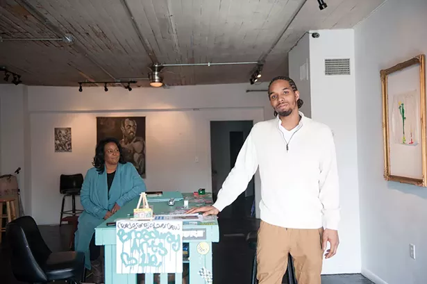 Fabian Marshall with his mother, Liz Baker, at Broadway Arts in Kingston. - HILLARY HARVEY