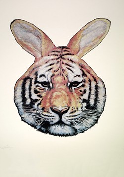 Tiger Rabbit, a screenprint by Gaia
