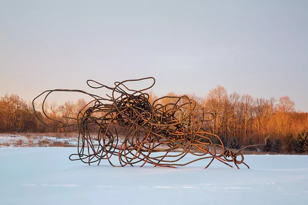 Untitled, Christopher Wool, bronze and copper plated steel, 121.5" x 296" x 60". - © Christopher Wool; Courtesy of the artist and Luhring Augustine, New York. - PHOTO BY BRYAN ZIMMERMAN