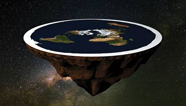 An artist’s rendering of the flat earth.