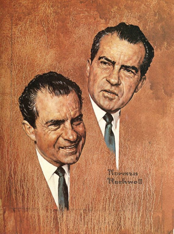 Norman Rockwell, The Puzzling Case of Richard Nixon (Portrait of Richard M. Nixon), oil on canvas, 1967. Story illustration for the March 5, 1968 issue of Look magazine. - © NORMAN ROCKWELL FAMILY AGENCY NORMAN ROCKWELL MUSEUM COLLECTION, NRACT.1973.072