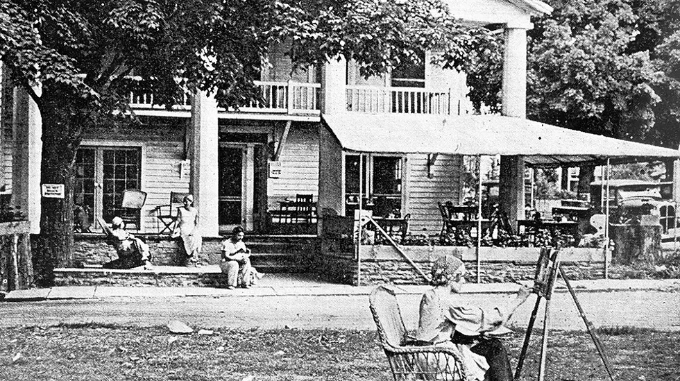 Artist at work on the Village Green. - COURTESY OF THE HISTORICAL SOCIETY OF WOODSTOCK