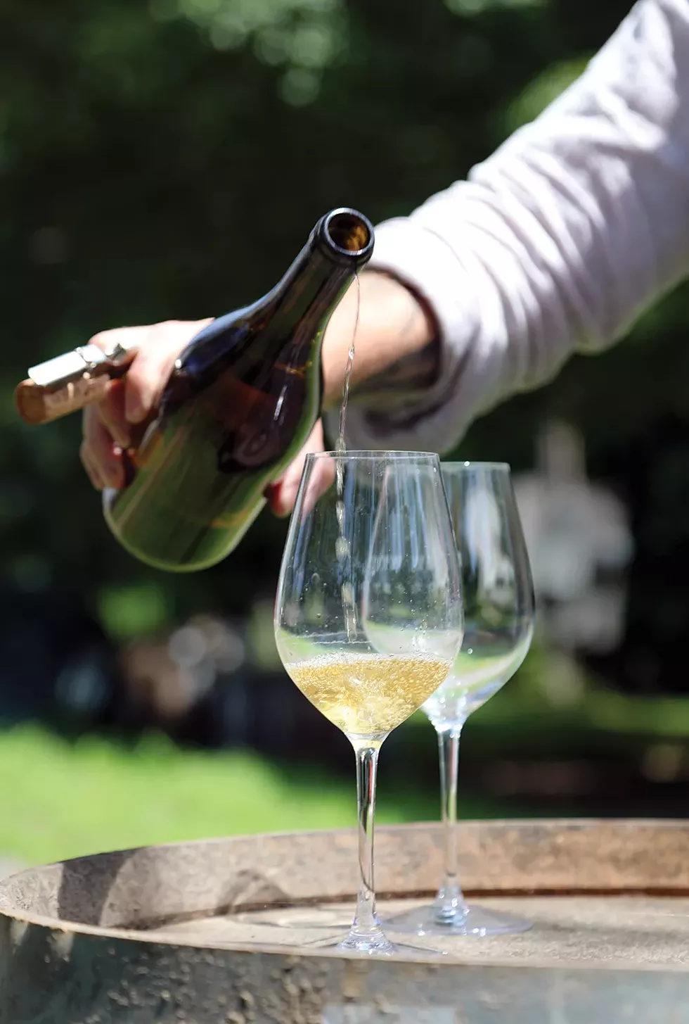 Pouring the 2018 Chardonnay. - PHOTO: PETER BARRETT
