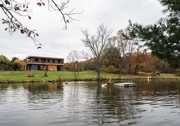 The large pond was the first thing Eric Schmidt noticed about the open seven acres of land that was to become the site of the modernist-inspired home. Built by the previous owner for - his wife, the pond was stocked with koi so the couple could feed them together as they sat by the water’s edge. - PHOTO: DEBORAH DEGRAFFENREID