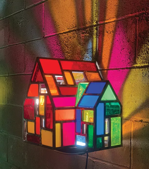 Addition House, Tom Fruin, welded steel, reclaimed plexiglass, wire.