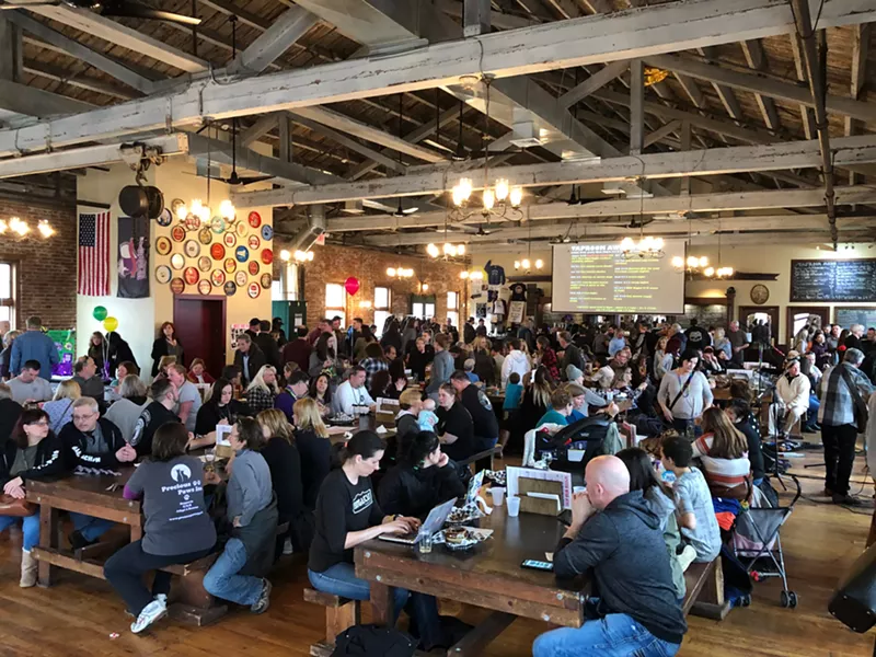 The crowded taproom at Newburgh Brewing Co.