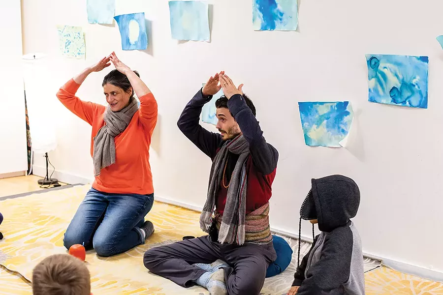 Noa Jones and Karma Wall teaching at Middle Way School, a Buddhist school for children in West Saugerties. Founded in 2018, Middle Way School has 29 students, and plans to continue expanding by one grade each year. - PHOTO BY ANNA SIROTA