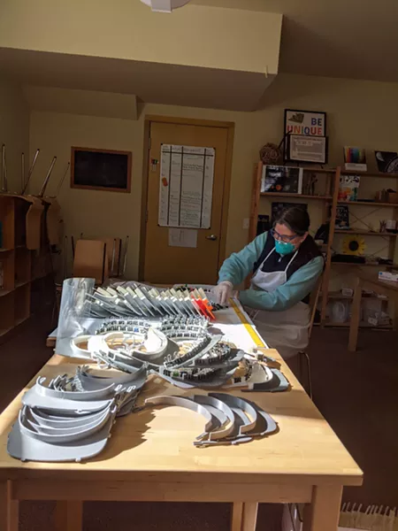 Elizabeth Sherwood producing shields at the Homestead school in Glen Spey.
