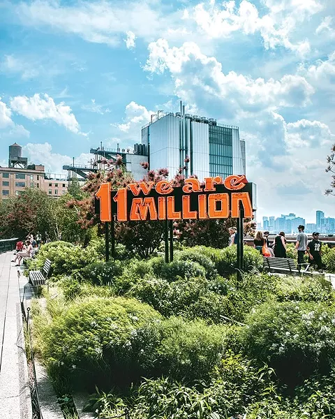 Somos 11 Millones/We Are 11 Million by Andrea Bowers in collaboration with Movimiento Cosecha, at the High Line park in New York City