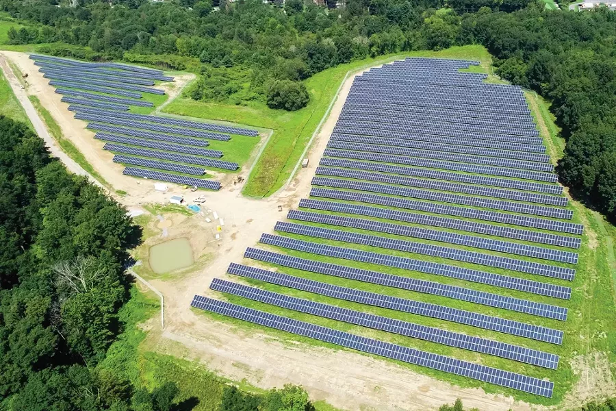 Arial photo of ForeFront Power’s Mechanicville Community Solar project - PHOTO: FORE FRONT POWER