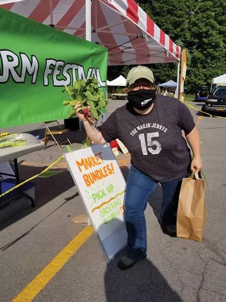 The Woodstock Farm Festival is held on Wednesday afternoons in the municipal lot off Rock - City Road.