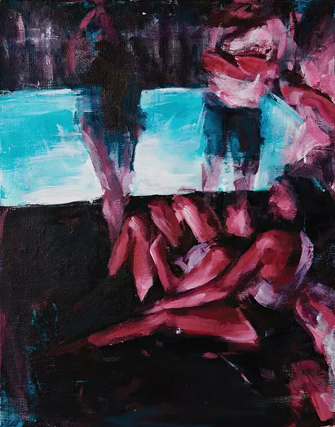Pool Party, Anneke Chan, acrylic on canvas board, 2019