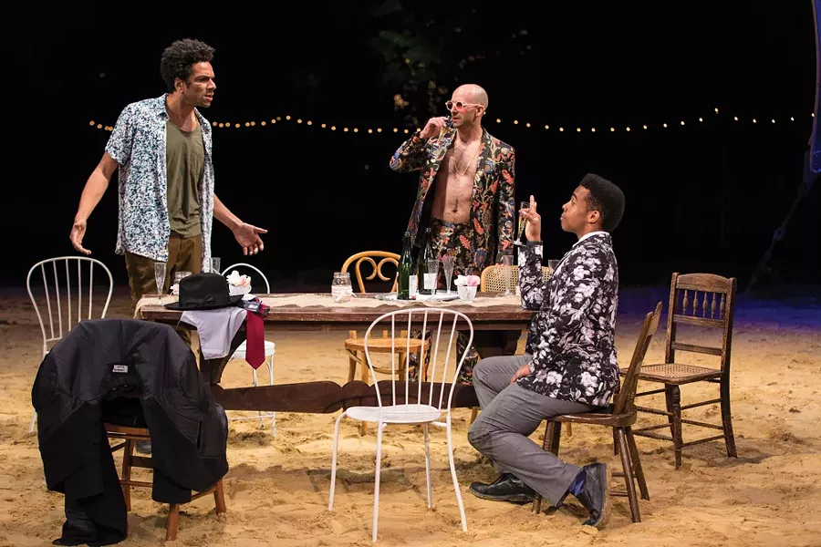 Biko Eisen-Martin, Mark Bedard, and Ralph Adriel - Johnson in Hudson Valley Shakespeare Festival’s 2018 - production of "The Taming Of The Shrew" - PHOTO BY T. CHARLES ERICKSON