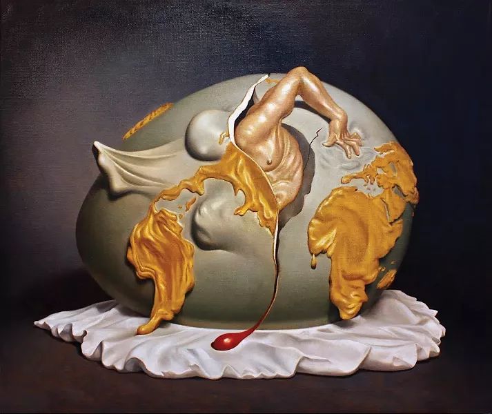 Birth of the New Man, after Salvador Dali, oil on linen, 20” x 24”, 2020 - KEVIN FRANK