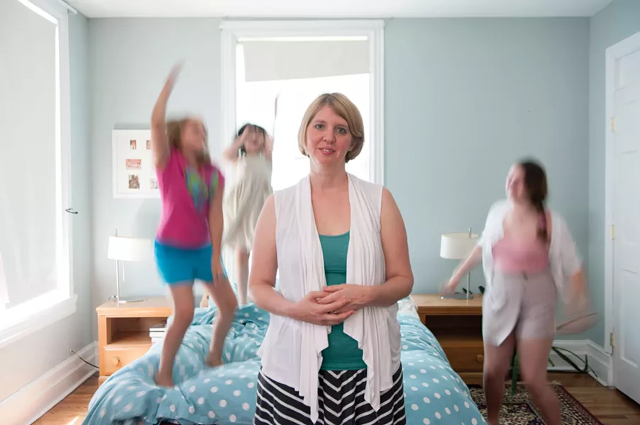 Beth Anspach at home with her kids and her kids’ friend. - HILLARY HARVEY