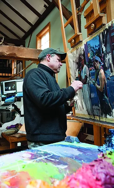 Garin Baker painting in his studio - DEBORAH DEGRAFFENREID