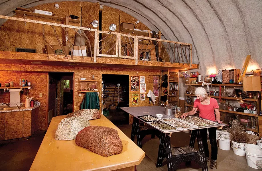 Linda works primarily with materials she forages. "The world of biological matter is infinitely varied; you can't get bored. I don't start out thinking that "today I have to find a lot of red. I accept what is offered and then I learn to be creative with that inventory of materials that has been provided. It's a whole different way of interacting with the material world." - DEBORAH DEGRAFFENREID