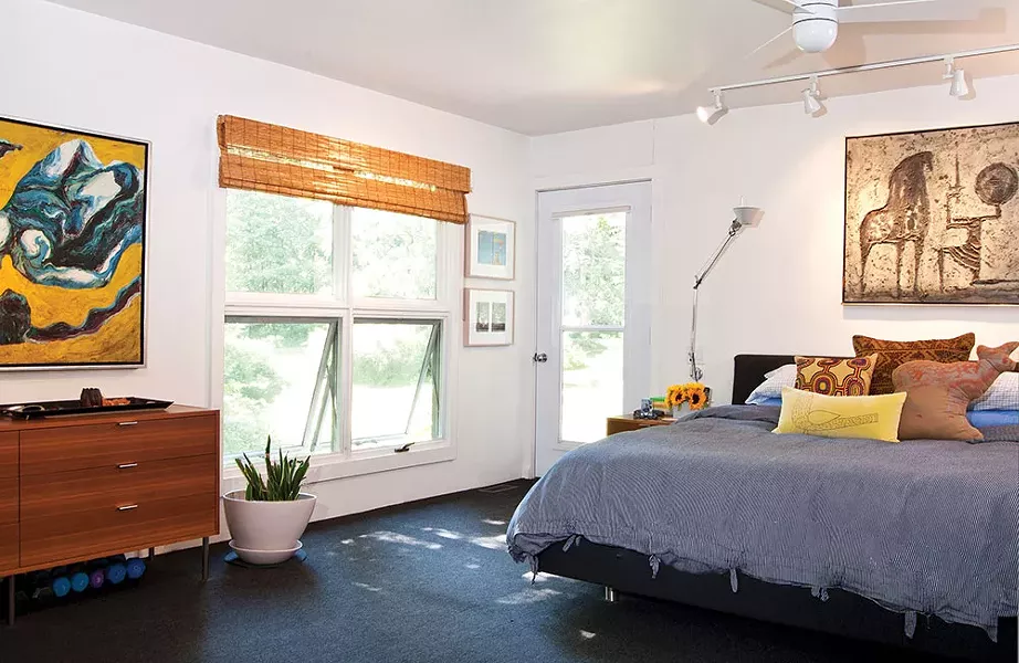 Aronson's south facing master bedroom is tucked away in a private corner of the house. - DEBORAH DEGRAFFENRIED