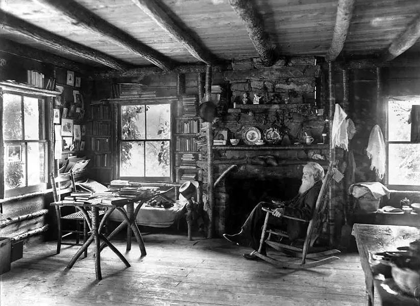 John Burroughs at Slabsides, his rustic cabin in West Park. A new collection of Burrough's writing, Manifold Nature, is being published on October 1.
