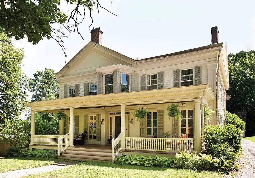 Sexton and O'Connell's Greek Revival style home in Hillsdale. "I love that the house has changed over time," Sexton says. "Never with a total gut renovation, just bit by bit.; it has a living history that you can see. I'm still discovering new bits of the story after living here for three years. - DEBORAH DEGRAFFENREID
