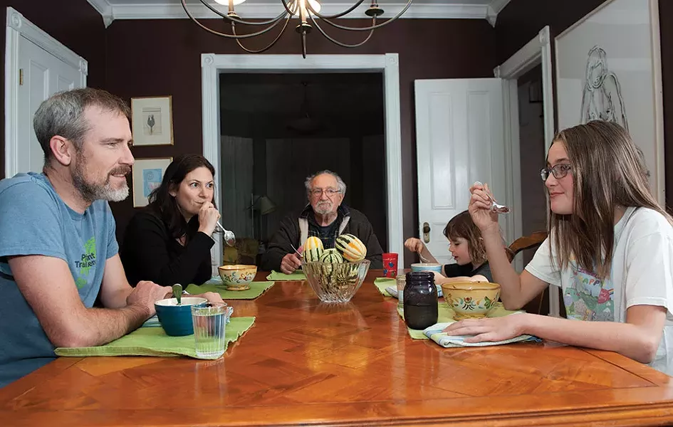 The Dunns' blended family at the dinner table