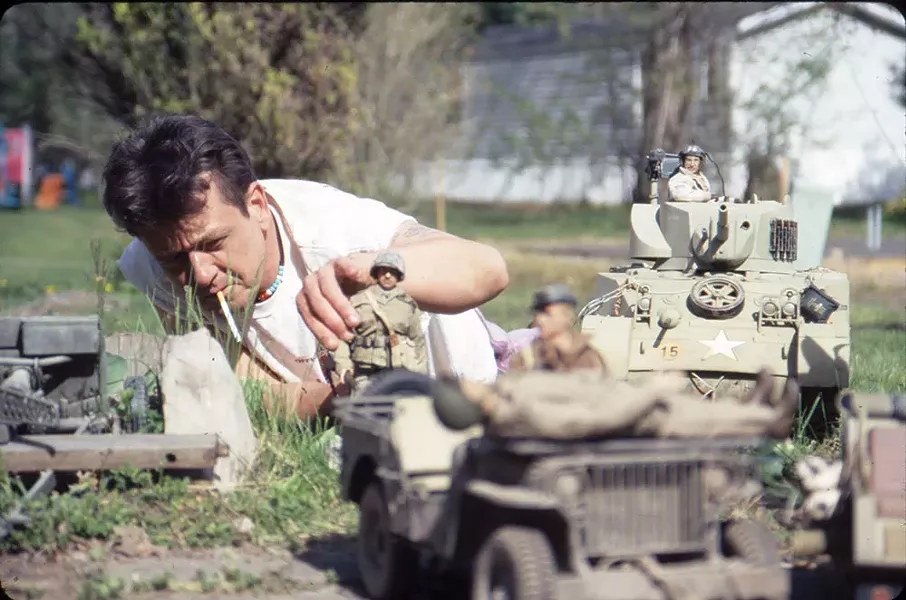 Mark Hogancamp staging figures for his alternative world Marwencol. Jeff Malmberg's 2010 documentary about Hogancamp, Marwencol, screens at Upstate Films in Woodstock on March 18.