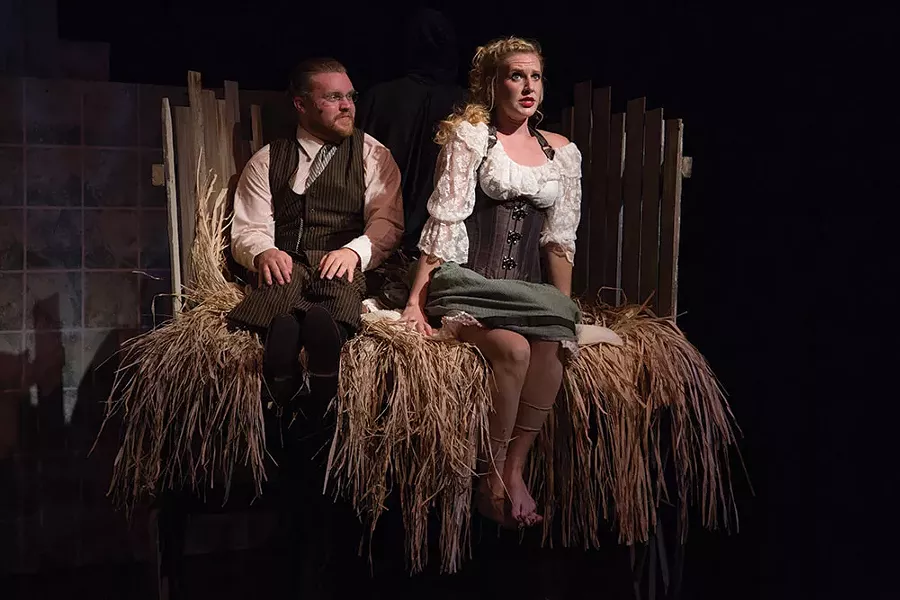 Dietz Farcher as Frankenstein & Aubrey Flick as Inga in an Up in One Productions of “Young Frankenstein.”