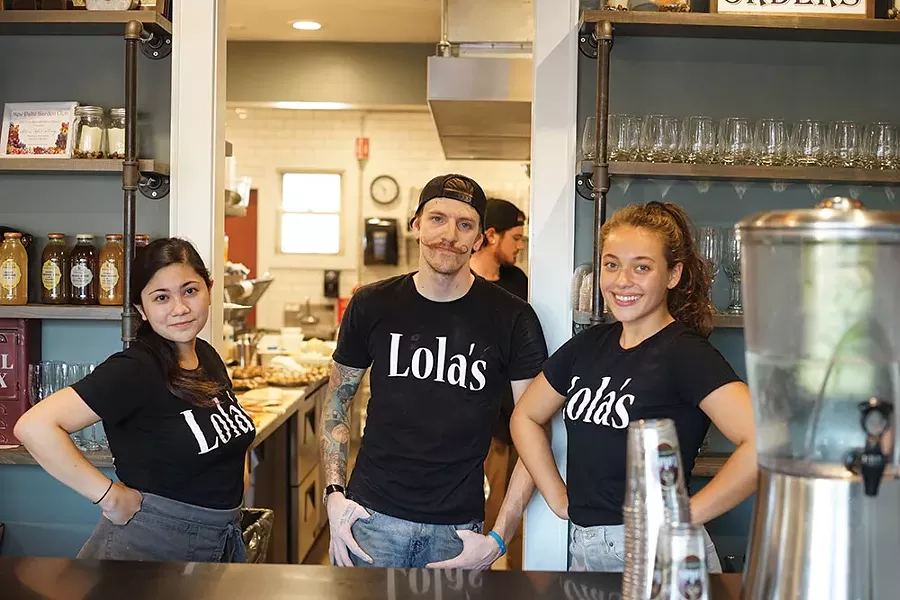 Cici Chichester, chef Kevin Gerth, and Shoshana Smith at Lola’s Cafe. - JOHN GARAY