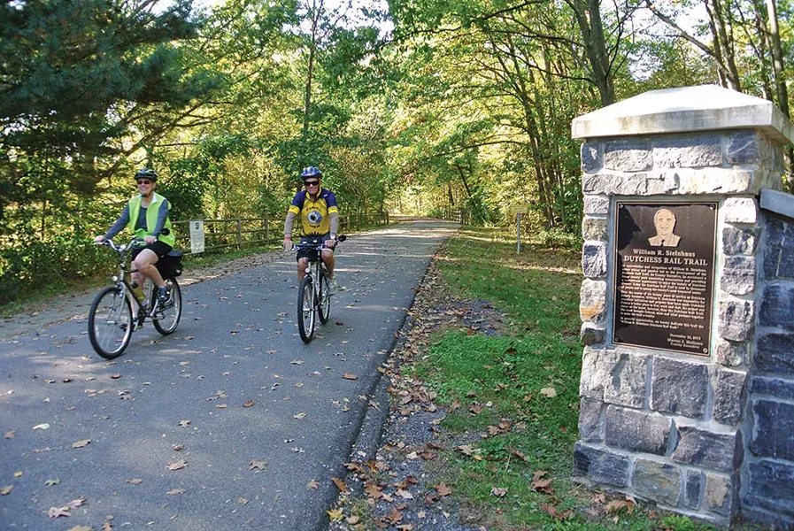 Marsha and Fred Rutz at Hopewell Junction Depot Rail Trail. - JOHN GARAY