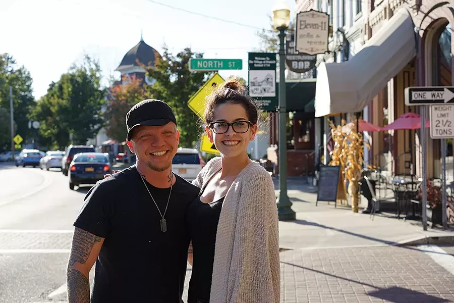 Josh “The Barber” and Lindsay on Main Street in Fishkill. - JOHN GARAY