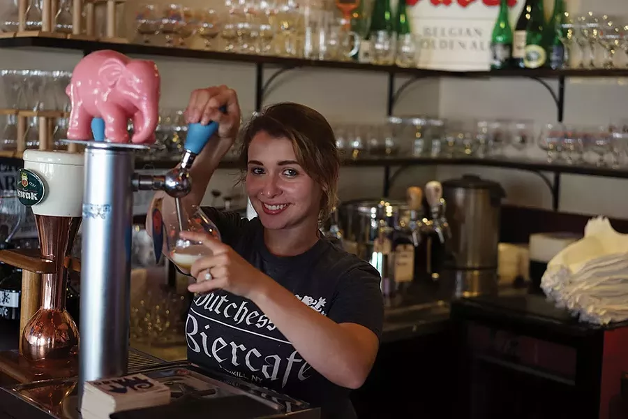 Paula Traver, head server, at the Dutchess Biercafe in Fishkill. - JOHN GARAY