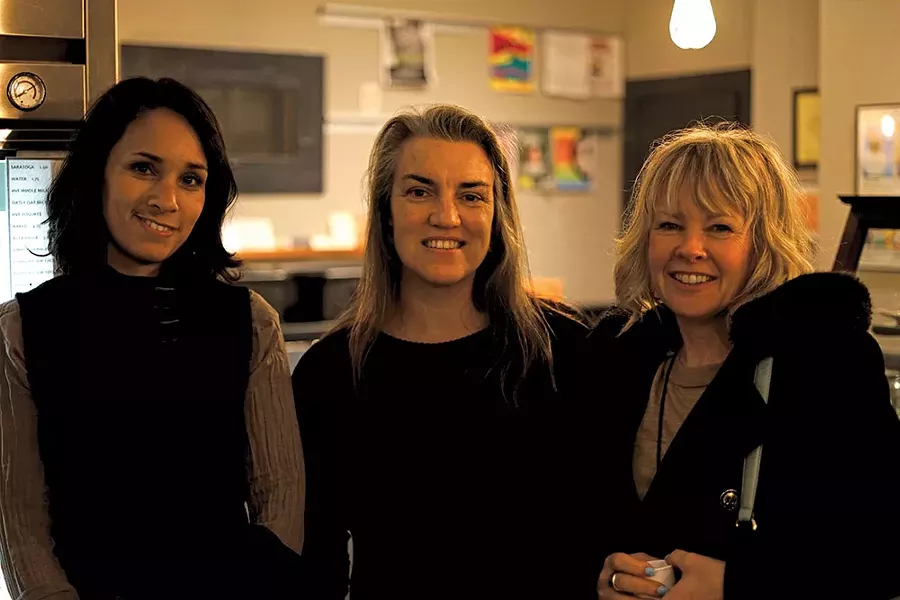 Kathy Shapiro, manager of Irving Farm Coffee House, and author Kristen Panzer. - JOHN GARAY