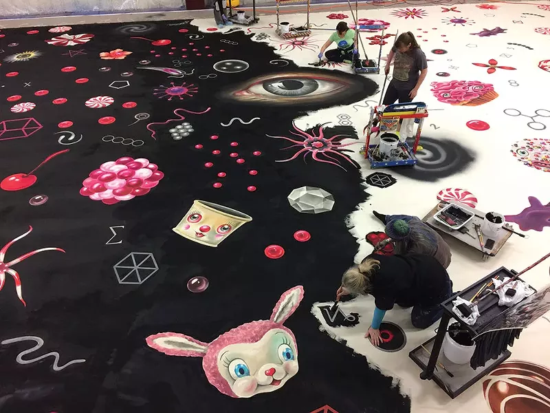 Backdrop for the American Ballet Theatre Broadway production of "Whipped Cream" for designer Mark Ryden; lead artist for Scenic Art Studios Michele Corn Farrell. - PHOTO BY DANA WALKER