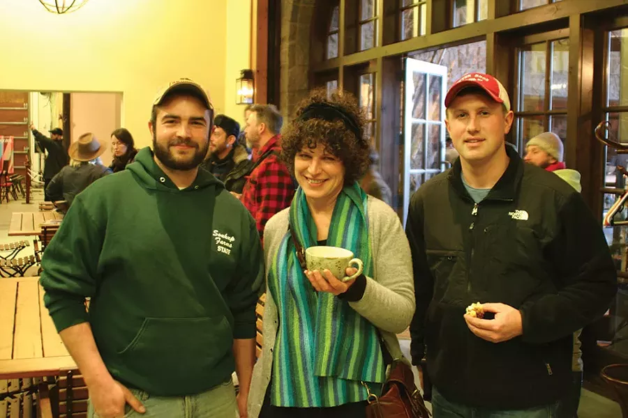 Mark Soukup of Soukup Farms, Kara O’Neill, host of “Hudson Valley Green” on Pawling Public Radio, and Will Vincent of Brookby Farms. - BRIAN BERUSCH