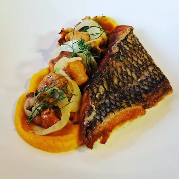 Black Seabass, Carrot Puree, Chanterelles