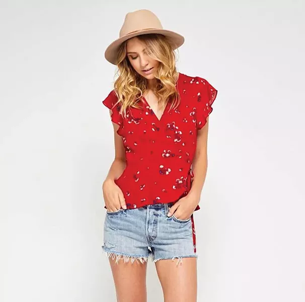 Feminine floral details offer a sweet bohemian vibe to any closet, from Elizabeth Boutique in Poughkeepsie.