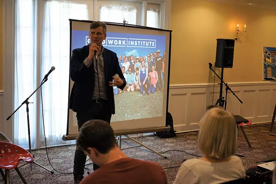 Matt Stinchcomb presenting on the Good Work Institute. - JOHN GARAY