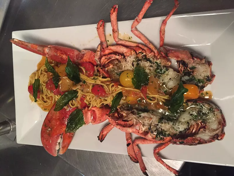 The lobster tail with homemade pasta.
