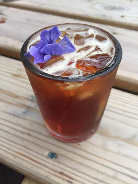 La—A is made with mezcal, chicory root, strawberry cucumber shrub, grapefruit, and lemon. - BRIAN K. MAHONEY