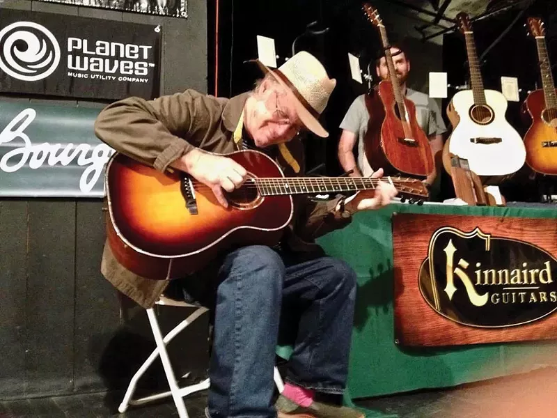Jon Sebastian “test-driving” a Kinnaird at the 2017 Showcase. - MARK HELLER
