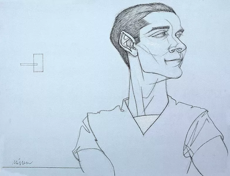 Antonio Listening to Bea Lillie sing Paree, a 2012 line drawing. - JEFF MILLER