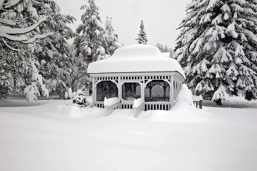 The Villa Vosilla gazebo after an epic snowfall.