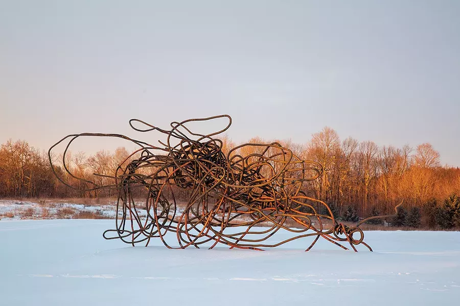 Untitled, Christopher Wool, bronze and copper plated steel, 121.5" x 296" x 60". - © Christopher Wool; Courtesy of the artist and Luhring Augustine, New York. - PHOTO BY BRYAN ZIMMERMAN