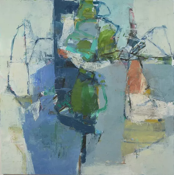 You and Me Swimming, 2018 40 x 40 inches, oil on canvas – On view at Carrie Haddad Gallery, Hudson, NY