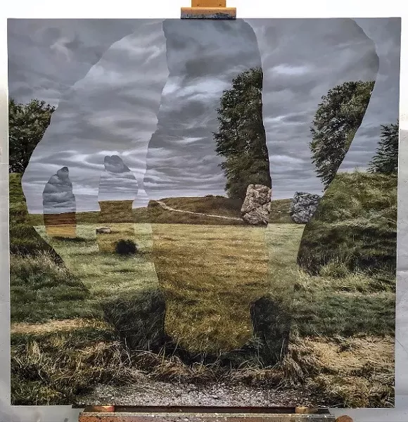 Untitled, (The Barber Stone), an egg tempera on panel painting that is part of the exhibit “In the Garden of Forking Paths” at Mother Gallery - COLIN HUNT
