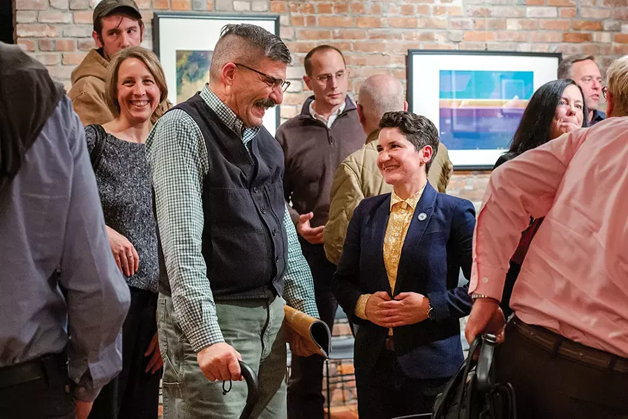 Charles Glasner chatting with Sarah Salem. - PHOTO: ANNA SIROTA