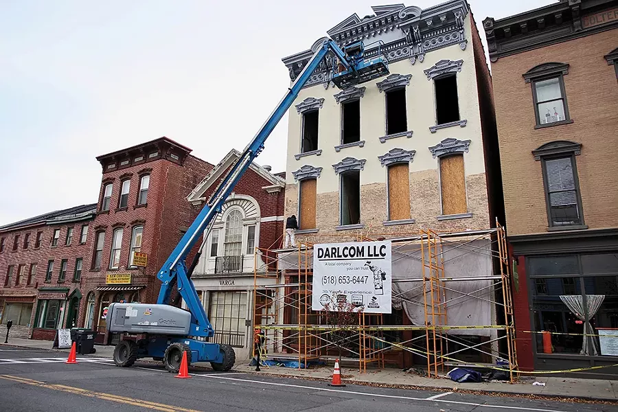Construction continues at Ben Fain’s property on Main Street, which will eventually house Left Bank Cidery. - PHOTO: NIVA DORELL